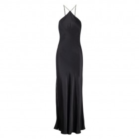 Women Black Embellished Halter Maxi | Dannijo Dresses