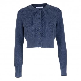 Women Navy Cable-Knit Cropped Cardigan Blue | Dannijo Sweaters