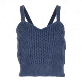 Women Navy Cable-Knit Tank Navy Mel | Dannijo Tops