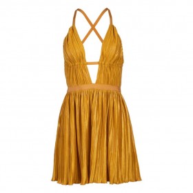 Women Pleated Gold Coast Plunge Neck Mini Dress | Dannijo Dresses