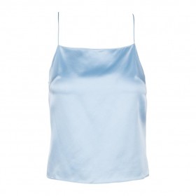  Babyblauwe cami met vierkante hals van zijde voor dames | Dannijo Tops