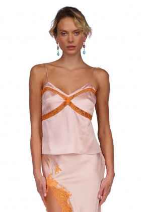  Dannijo Tops – Dusty Rose – Spitzen-Camisole mit Einsätzen für Damen